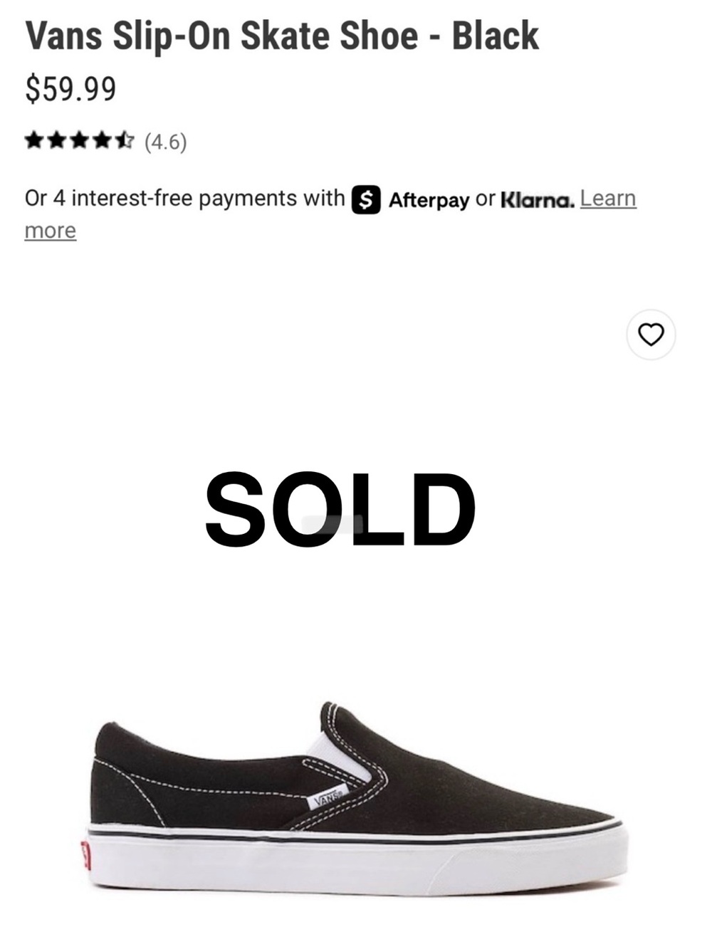 SOLD!!!!!!!! NWOT Vans Slip-On Skate Shoe - Black